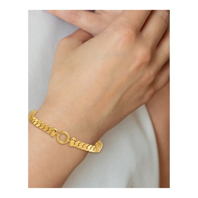 14K Yellow Gold Flat Curb Link Bracelet – view 7