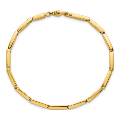 14K Yellow Gold Fancy Oval Bar Link Bracelet – view 5