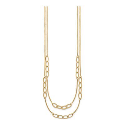 14K Yellow Gold 7.45mm Woven Double Strand Oval Fancy Link Chain – view 3