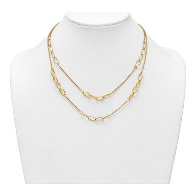 14K Yellow Gold 7.45mm Woven Double Strand Oval Fancy Link Chain – view 4