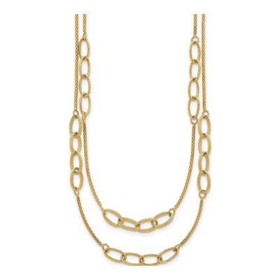 14K Yellow Gold 7.45mm Woven Double Strand Oval Fancy Link Chain