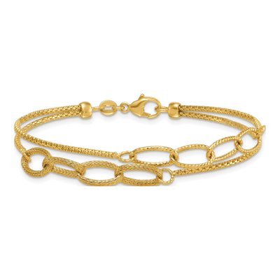 14K Yellow Gold Woven Double Strand Bracelet – view 4