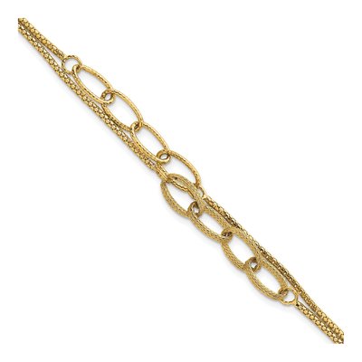 14K Yellow Gold Woven Double Strand Bracelet