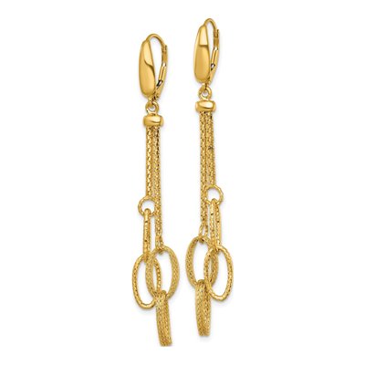 14K Yellow Gold Woven Oval Link Leverback Earrings – view 3