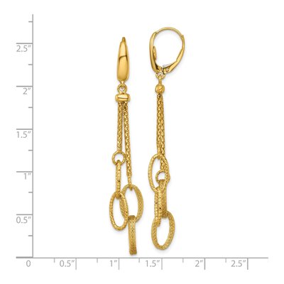 14K Yellow Gold Woven Oval Link Leverback Earrings – view 4