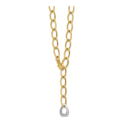 14K Two-Tone Gold 6.5mm Teardrop Lariat Fancy Link Chain – view 3