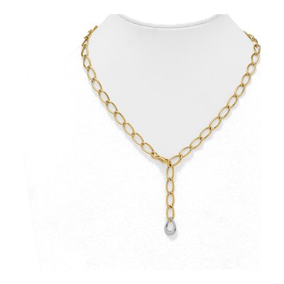 14K Two-Tone Gold 6.5mm Teardrop Lariat Fancy Link Chain – view 4