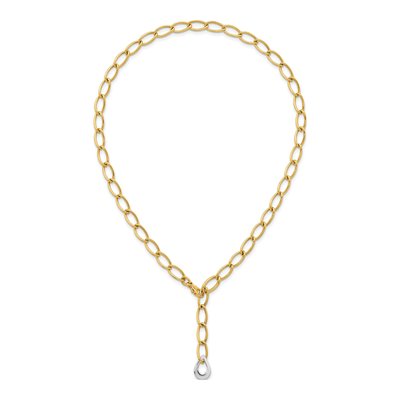 14K Two-Tone Gold 6.5mm Teardrop Lariat Fancy Link Chain – view 5