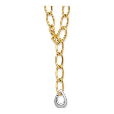 14K Two-Tone Gold 6.5mm Teardrop Lariat Fancy Link Chain