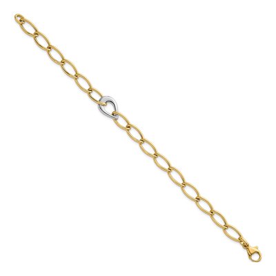 14K Two-Tone Gold Fancy Curb Link Bracelet – view 3