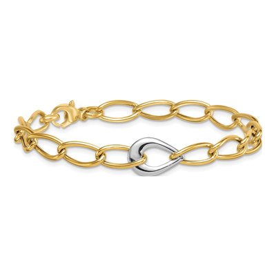14K Two-Tone Gold Fancy Curb Link Bracelet – view 4