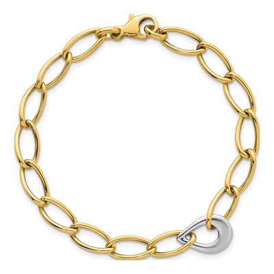 14K Two-Tone Gold Fancy Curb Link Bracelet – view 5