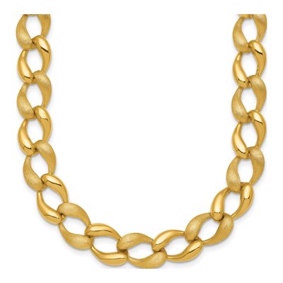 14K Yellow Gold 11mm Curb Fancy Link Chain