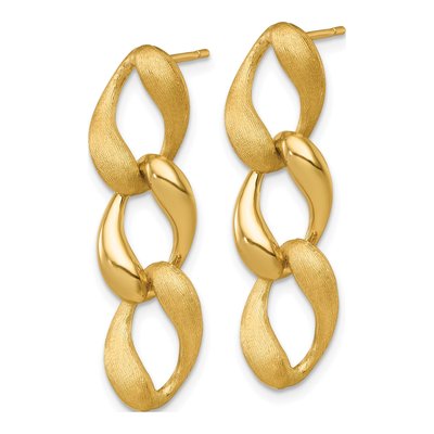 14K Yellow Gold Fancy Curb Link Dangle Earrings – view 3