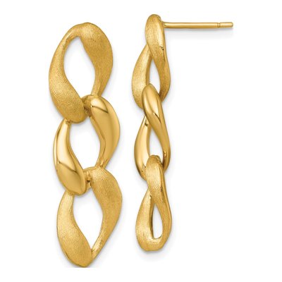 14K Yellow Gold Fancy Curb Link Dangle Earrings