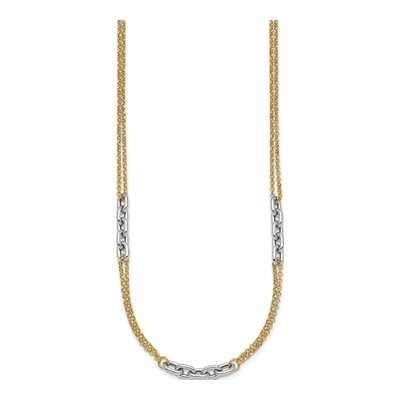 14K Two-Tone Gold 4.8mm Oval Double Strand Fancy Link Chain – view 3