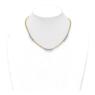 14K Two-Tone Gold 4.8mm Oval Double Strand Fancy Link Chain – view 4