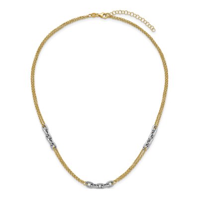 14K Two-Tone Gold 4.8mm Oval Double Strand Fancy Link Chain – view 5