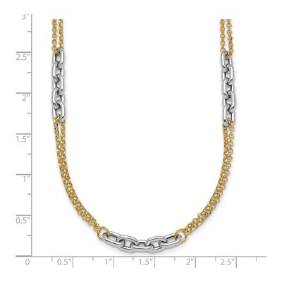 14K Two-Tone Gold 4.8mm Oval Double Strand Fancy Link Chain – view 6