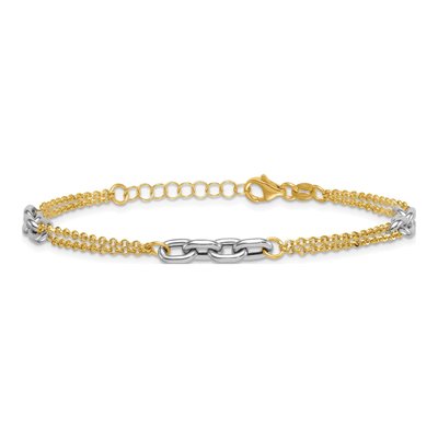 14K Two-Tone Gold Oval Link Bracelet – view 4