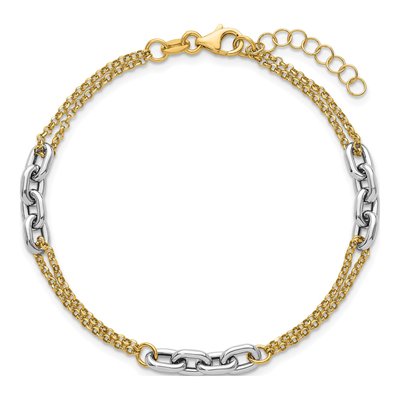 14K Two-Tone Gold Oval Link Bracelet – view 5