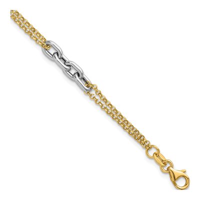 14K Two-Tone Gold Oval Link Bracelet