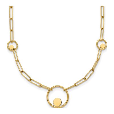 14K Yellow Gold 2.5mm Circle Paper Clip Fancy Link Chain