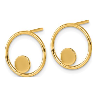 14K Yellow Gold Circle Stud Earrings – view 2