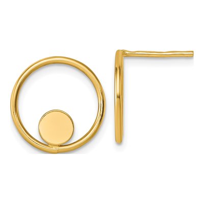 14K Yellow Gold Circle Stud Earrings