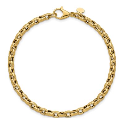 14K Yellow Gold Textured Rolo Link Bracelet – view 5