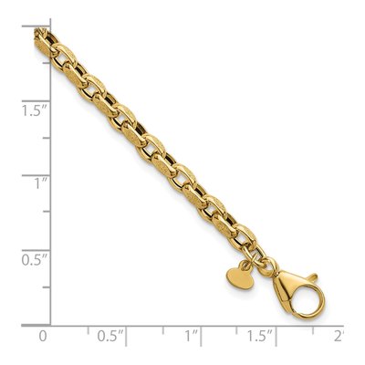 14K Yellow Gold Textured Rolo Link Bracelet – view 6