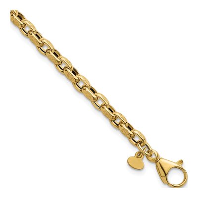 14K Yellow Gold Textured Rolo Link Bracelet