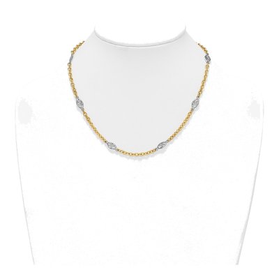 14K Two-Tone Gold 6.5mm Filigree Oval Fancy Link Chain – view 4