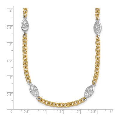 14K Two-Tone Gold 6.5mm Filigree Oval Fancy Link Chain – view 6