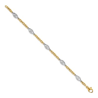 14K Two-Tone Gold Fancy Cable Link Bracelet – view 3