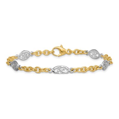 14K Two-Tone Gold Fancy Cable Link Bracelet – view 4