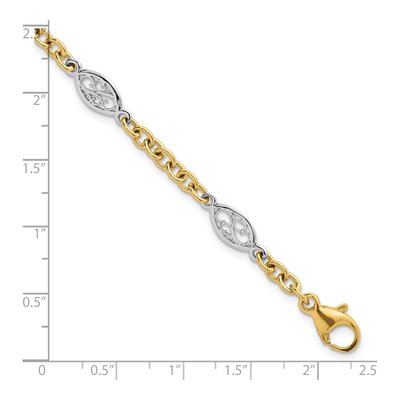 14K Two-Tone Gold Fancy Cable Link Bracelet – view 6