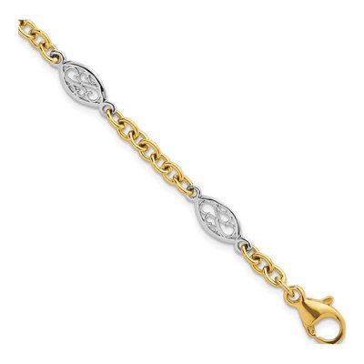 14K Two-Tone Gold Fancy Cable Link Bracelet
