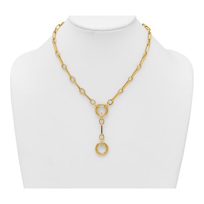 14K Yellow Gold 7.5mm Y-Drop Fancy Link Chain – view 4