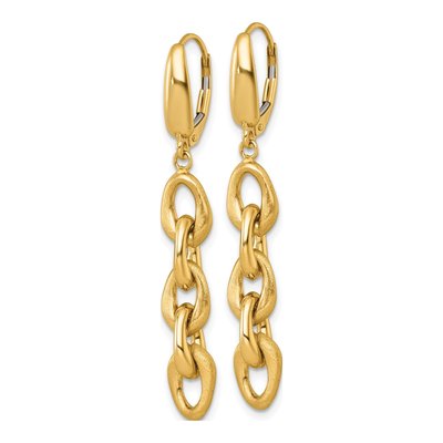 14K Yellow Gold Link Leverback Earrings – view 2