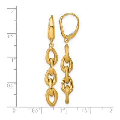 14K Yellow Gold Link Leverback Earrings – view 3