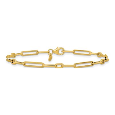 14K Yellow Gold 3mm Paperclip Chain Bracelet – view 4