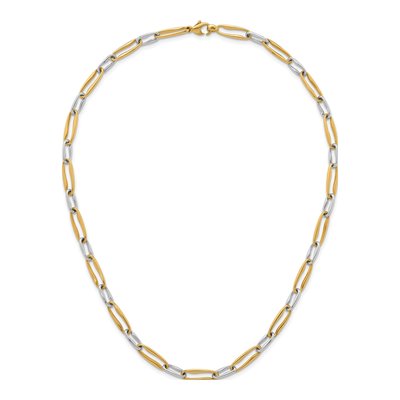 14K Two-Tone Gold 5.8mm Fancy Long Link Chain – view 5