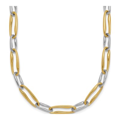 14K Two-Tone Gold 5.8mm Fancy Long Link Chain