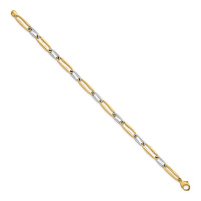 14K Two-Tone Gold Fancy Long Link Bracelet – view 3