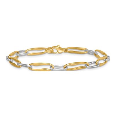 14K Two-Tone Gold Fancy Long Link Bracelet – view 4