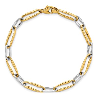 14K Two-Tone Gold Fancy Long Link Bracelet – view 5