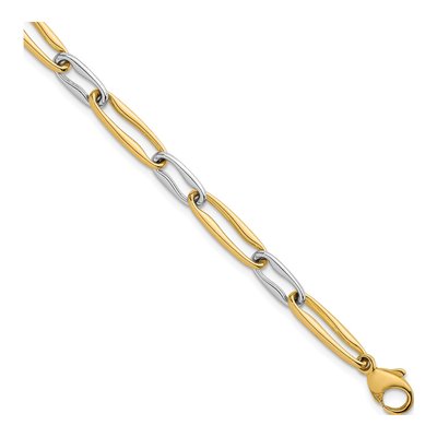 14K Two-Tone Gold Fancy Long Link Bracelet