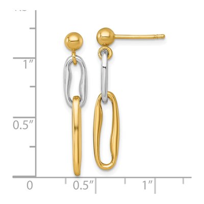 14K Two-Tone Gold Fancy Long Link Dangle Earrings – view 4