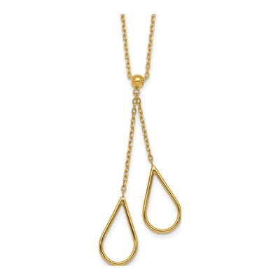 14K Yellow Gold Two-Teardrop Y-Necklace